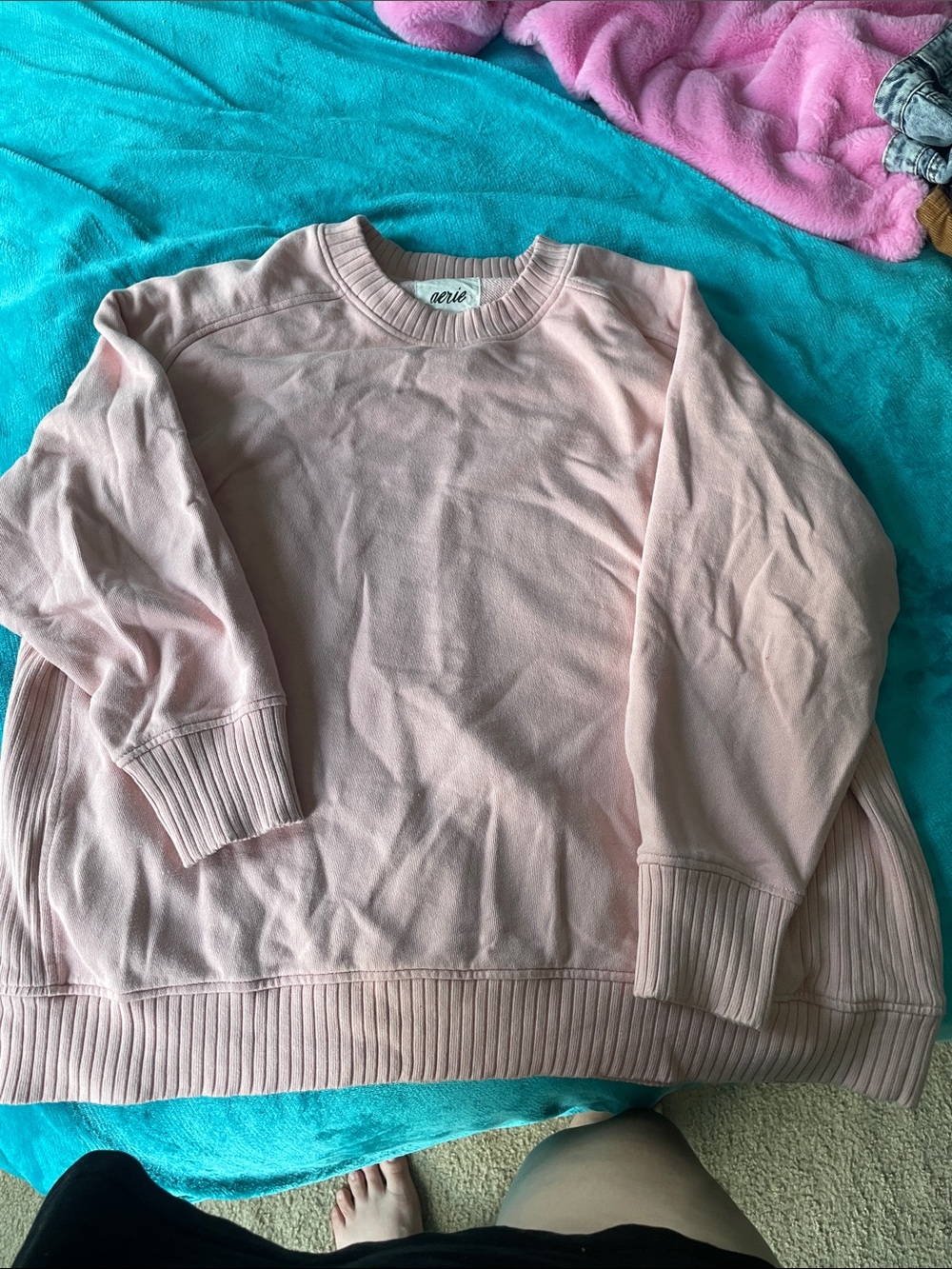 aerie Light Pink Crewneck Sweater